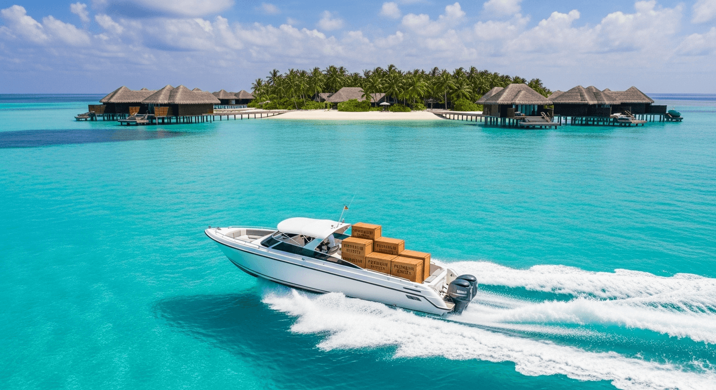 Speedboat delivery across the Maldives
